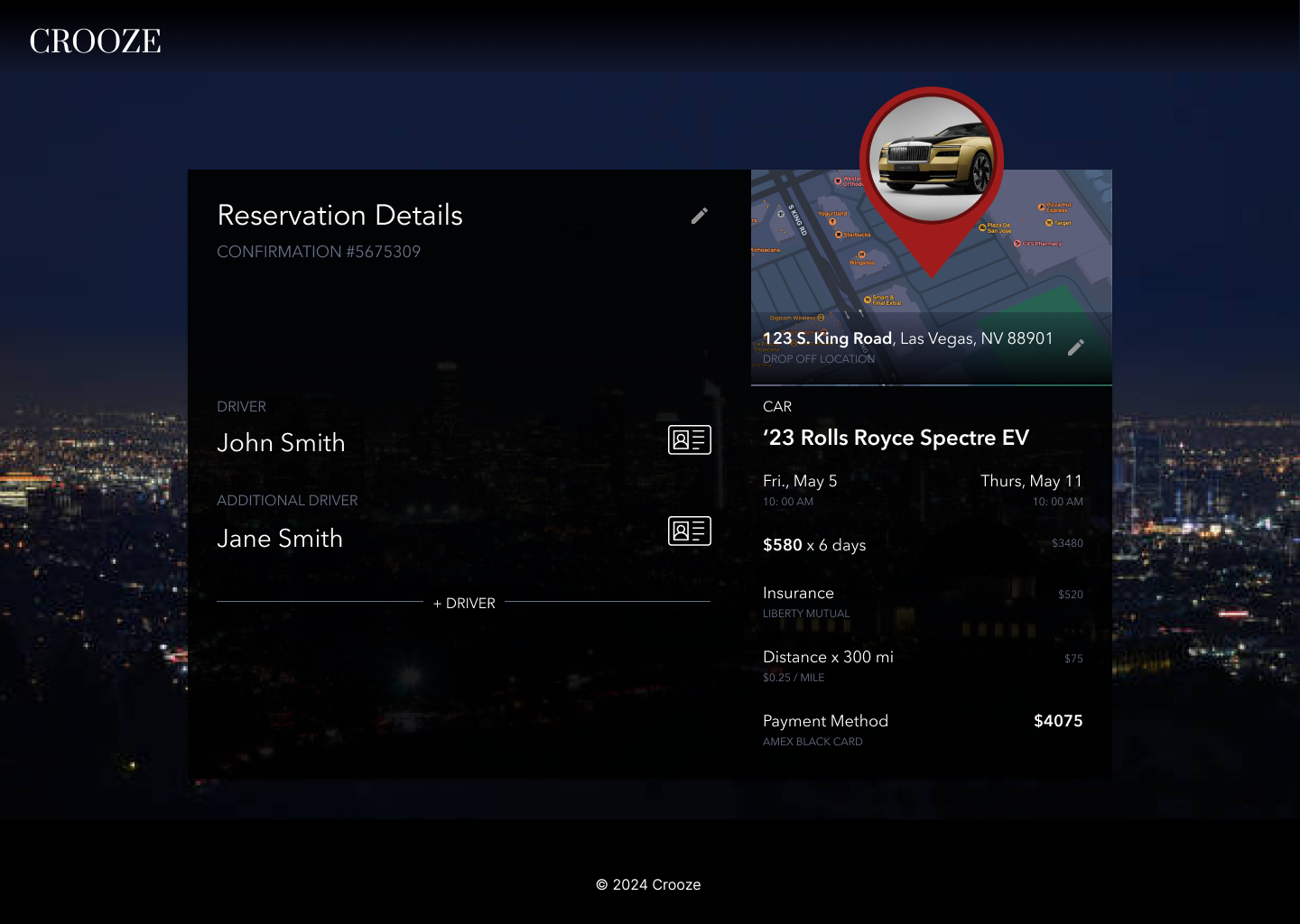 Reservation overview screen
