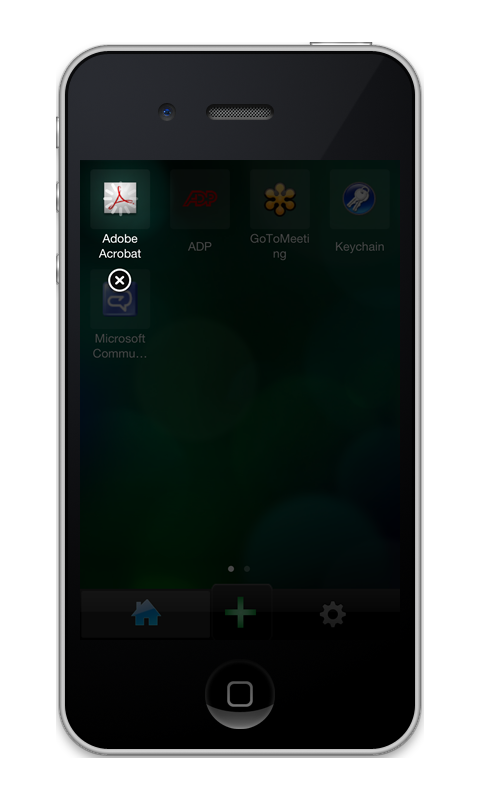 Citrix Receiver for iPhone: Edit mode. Remove an app with the x.
